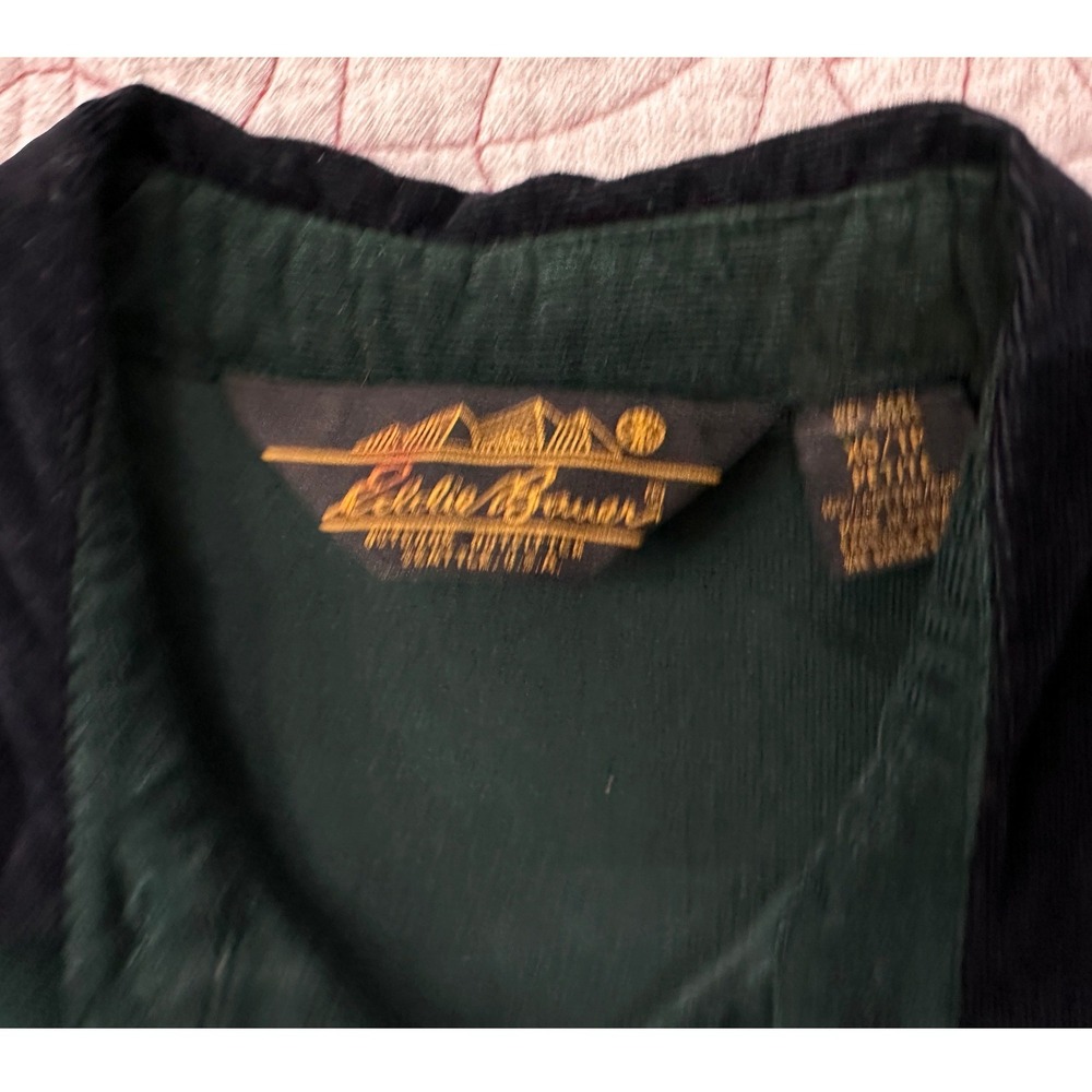 VTG Eddie Bauer Corduroy Dress Green Embroidered Button Front / Women's XS P - Picture 4 of 10